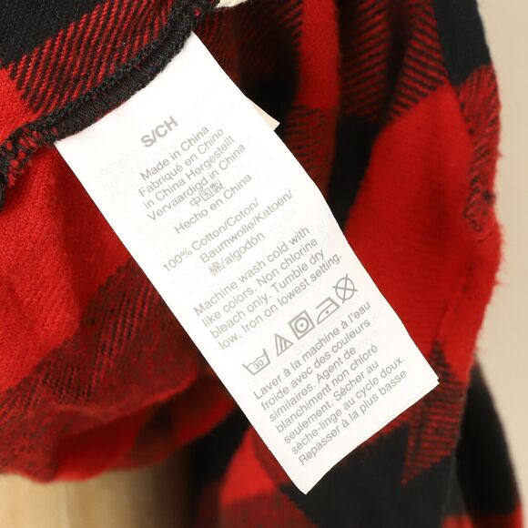 MADEWELL Plaid Fleece Oversized Button Down Shirt S Red Black Lumberjack EUC B85 - Picture 6 of 6